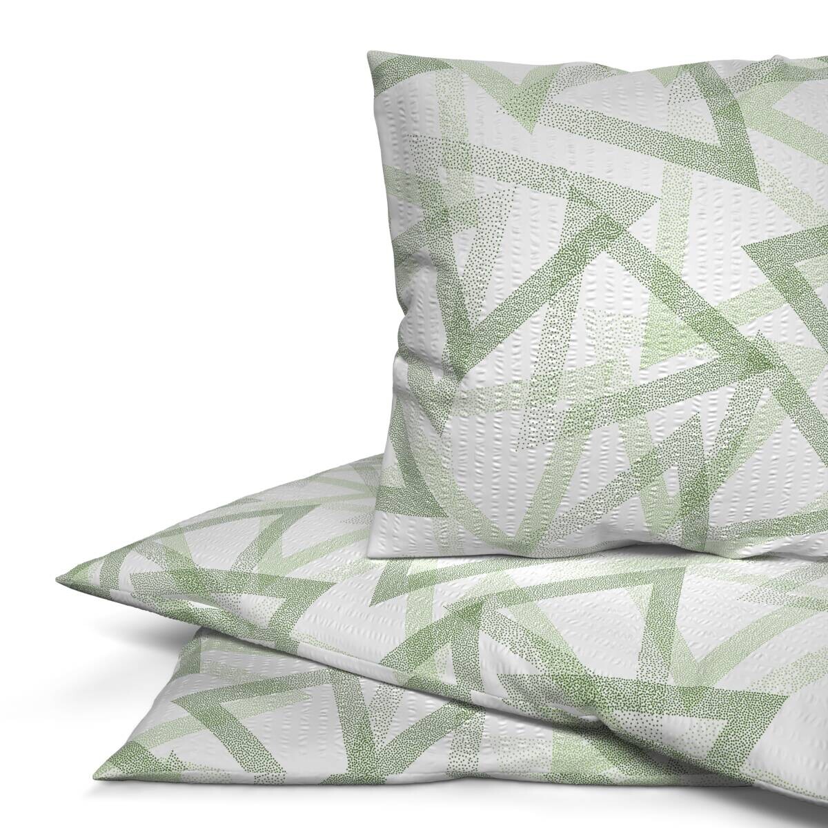 Microfaser Bettwäsche Seersucker hellgrün weiß 100% Polyester B/L: ca. 135x200 cm
