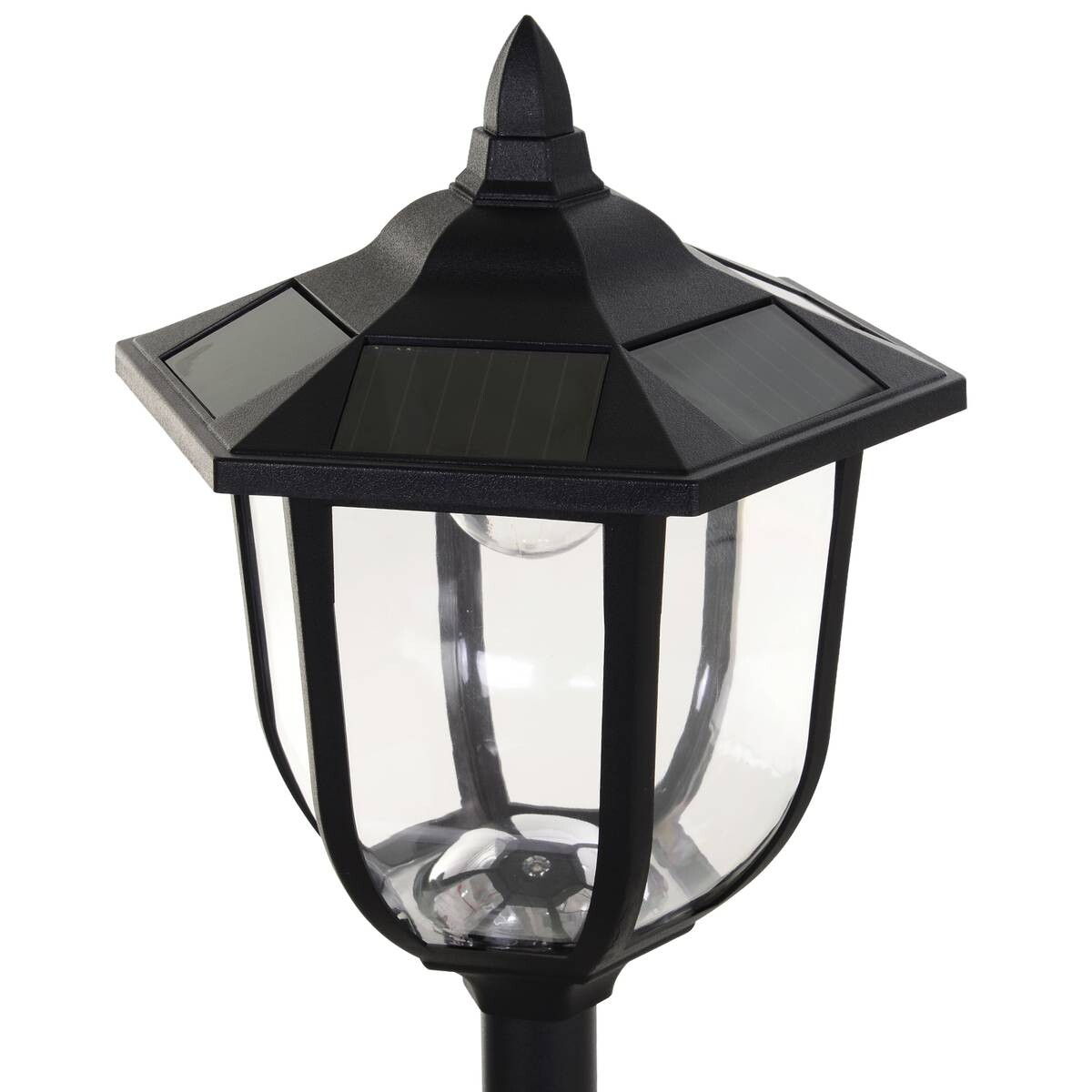 Gartenlaterne mit LED schwarz Kunststoff Edelstahl H/D: ca. 177x27 cm