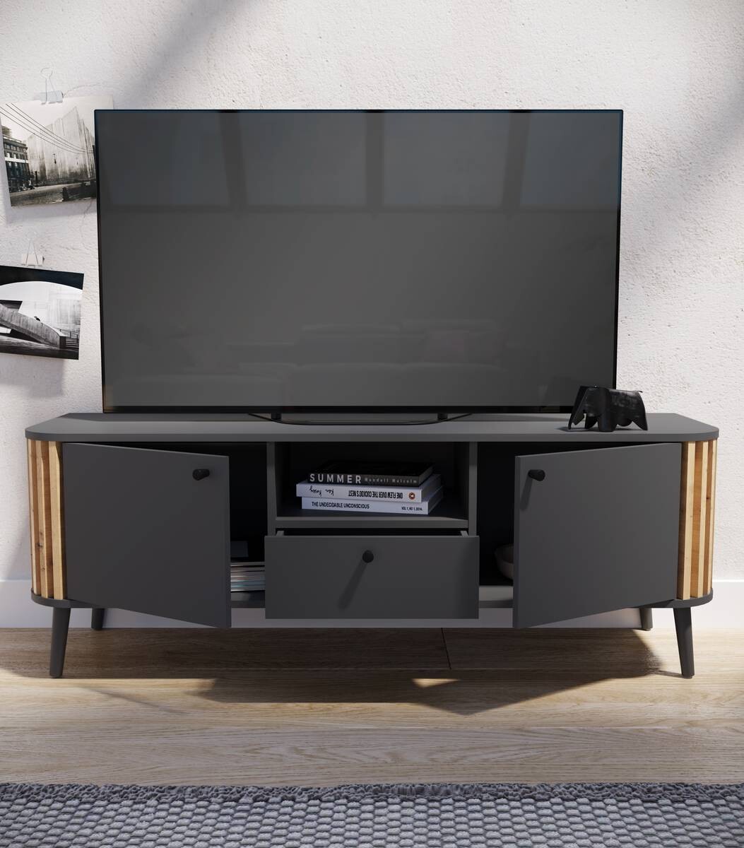 Lowboard PURE grau Eiche Artisan Nachbildung B/H/T: ca. 138x50x40 cm