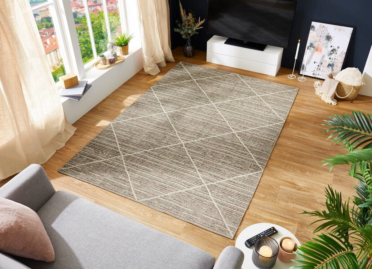 Webteppich Crosby graubraun B/L: ca. 120x170 cm