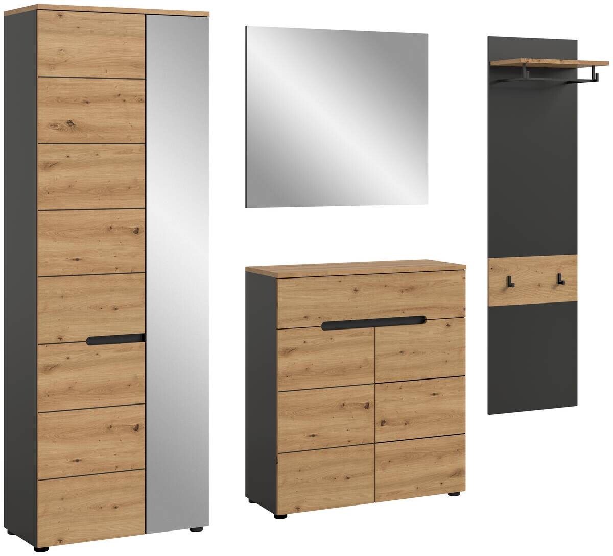 Garderobe Canu basaltgrau Nachbildung Artisan Nachbildung B/H/T: ca. 220x190x37 cm