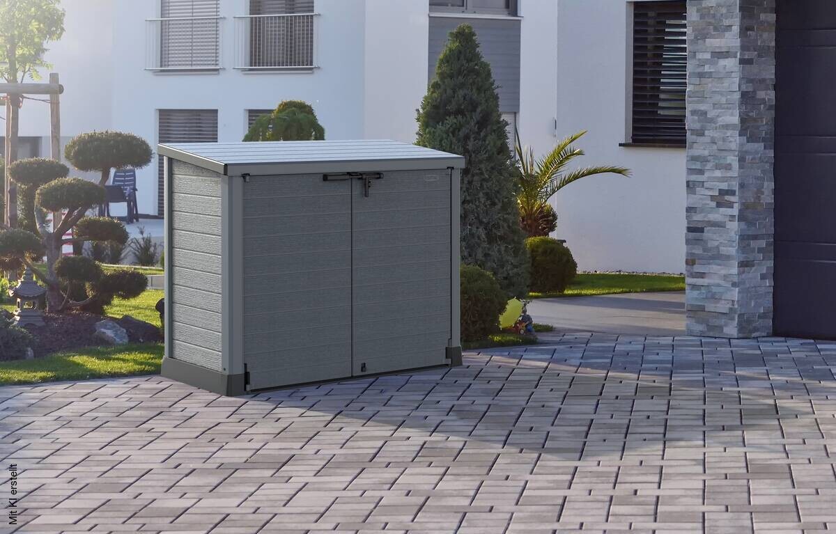 VCM Mülltonnenbox 2er StoreAway grau Kunststoff B/H/L: ca. 145x125x83 cm