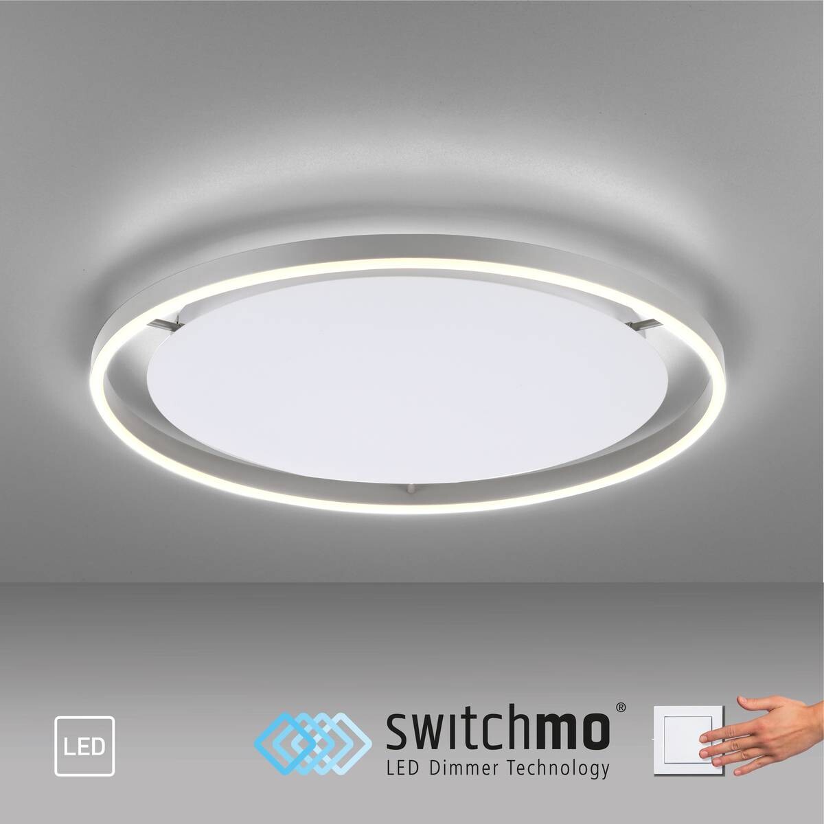 Just Light LED-Deckenleuchte RITUS 15392-95 weiß Alu Metall H/D: ca. 5,3x58,5 cm 1 Brennstellen