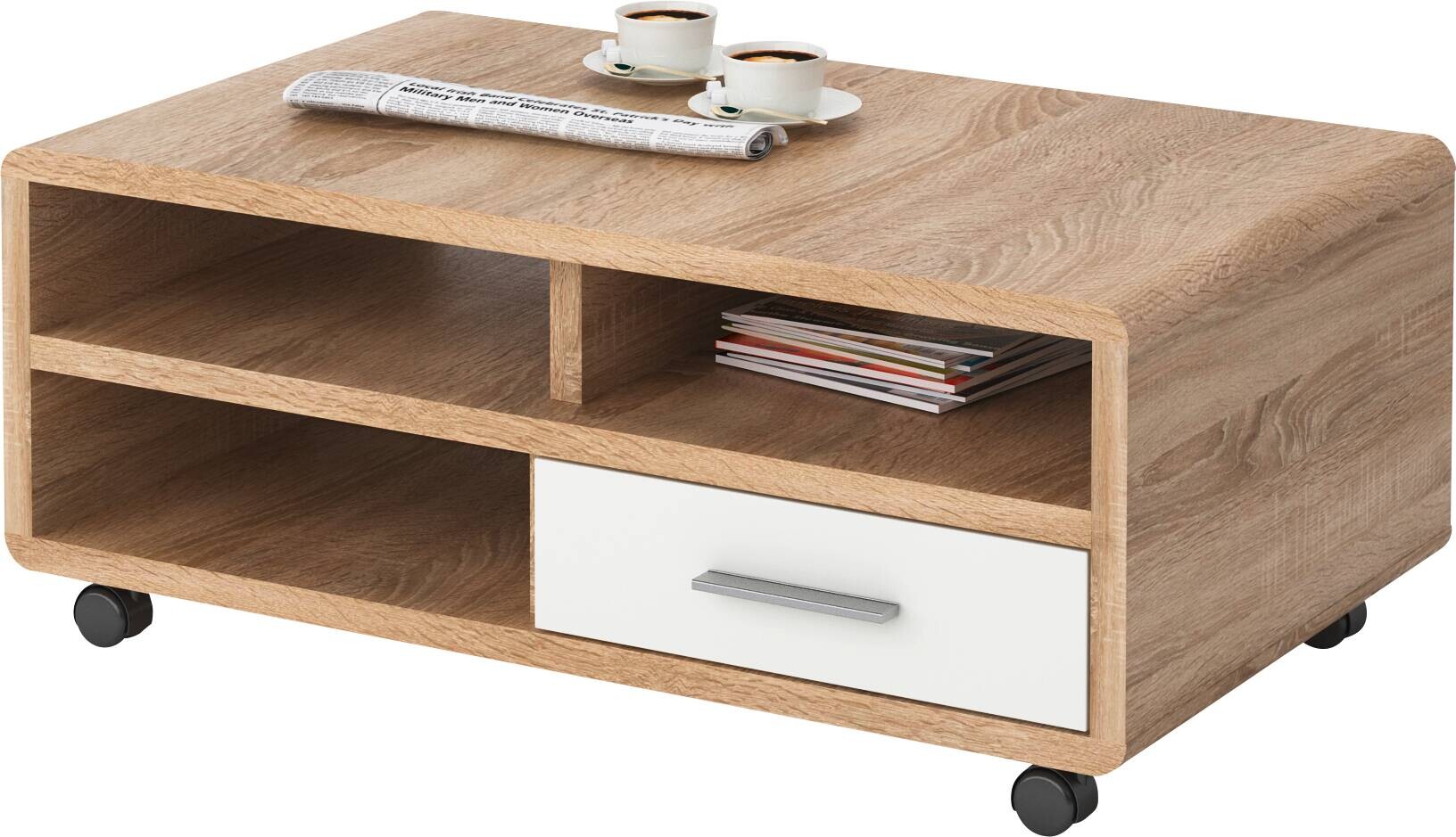 Couchtisch Miami Eiche Sonoma Nachbildung weiß Hochglanz B/H/T: ca. 100x41x60 cm