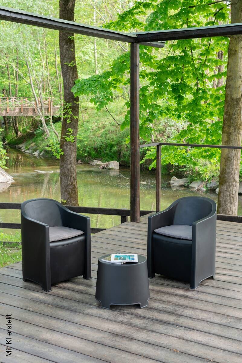 ProGarden Loungeset Luna anthrazit Kunststoff
