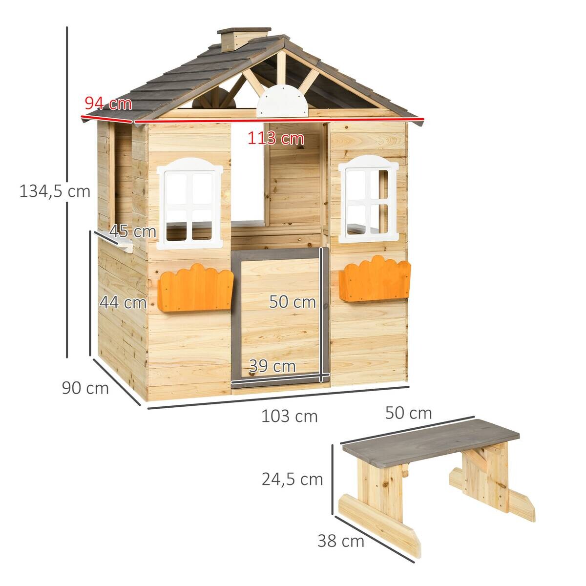Outsunny Outdoor-Spielzeug grau B/H/L: ca. 94x113x134,5 cm