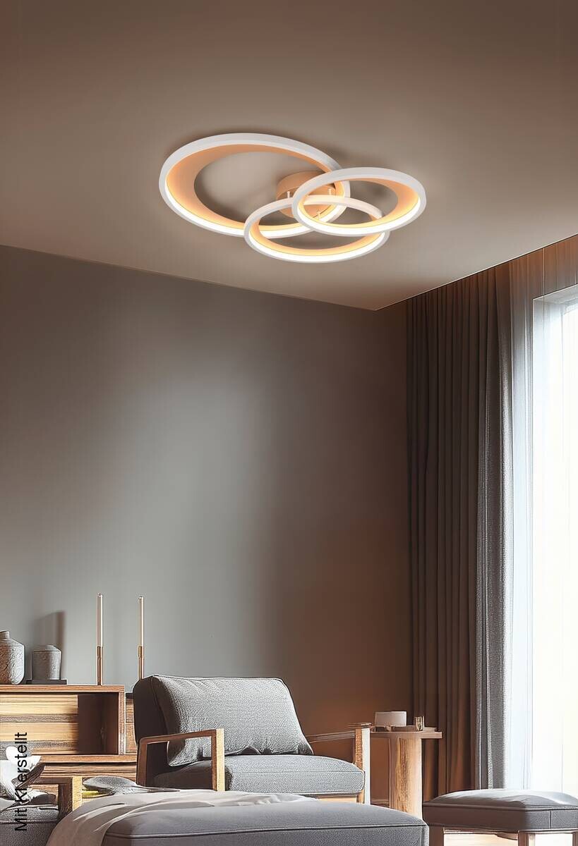 Reality LED-Deckenleuchte Granada grau kaffee Metall B/H/L: ca. 71,5x10,5x63,5 cm