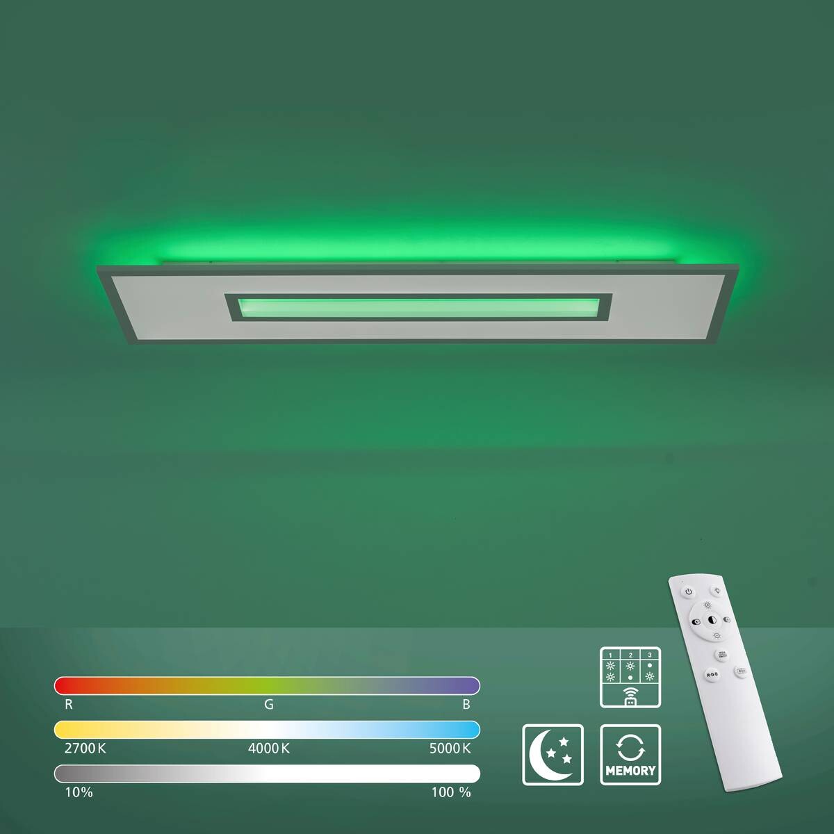 Just Light LED-Deckenleuchte RECESS 11647-16 weiß grau Kunststoff Metall B/H/T: ca. 30x5x100 cm 1 Brennstellen