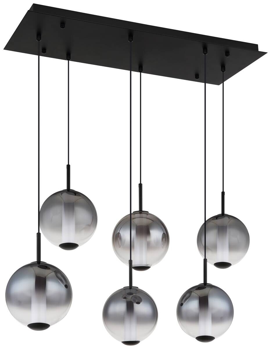 GLOBO Pendelleuchte Opal mattschwarz Rauch Metall Glas B/H: ca. 100x120 cm 1 Brennstellen