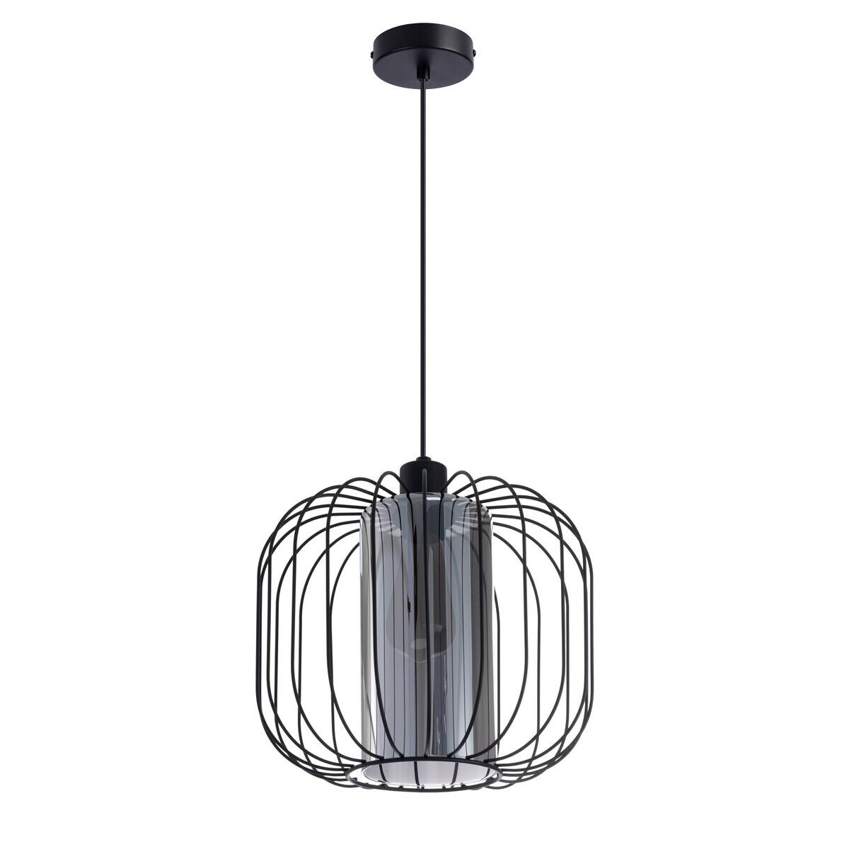 POCOline Pendelleuchte Solara schwarz Metall Glas H/D: ca. 120x30 cm E27 1 Brennstellen