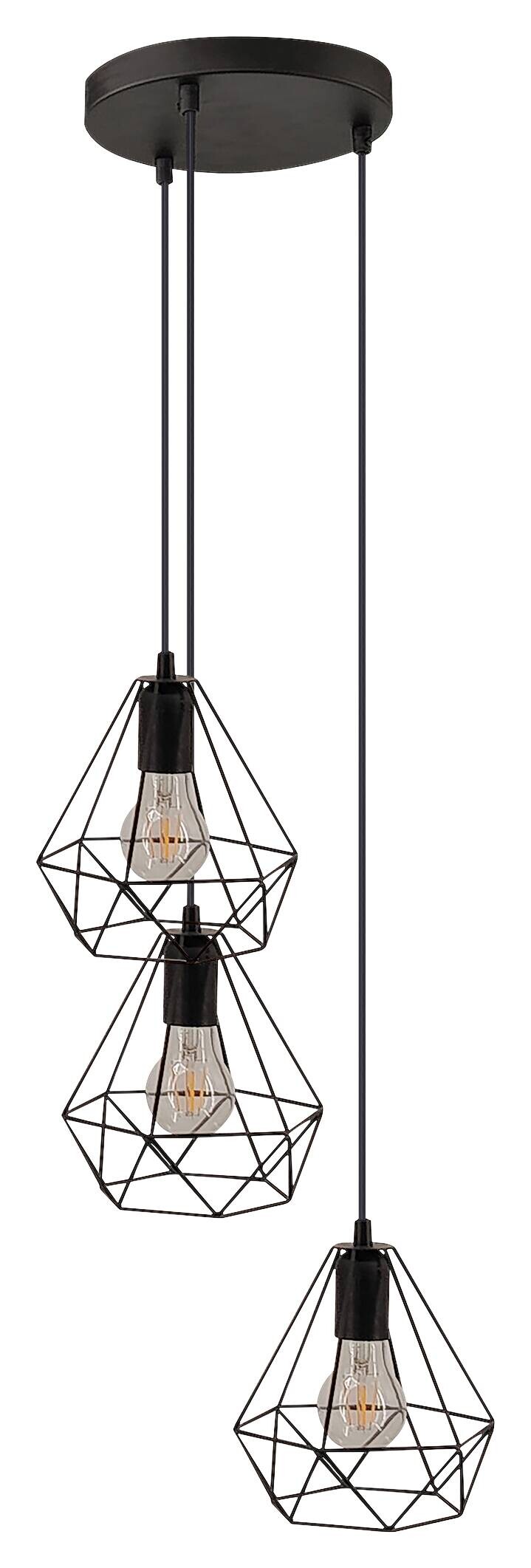 POCOline Pendelleuchte Senna schwarz PVC Metall B/L: ca. 25x80 cm E27 3 Brennstellen