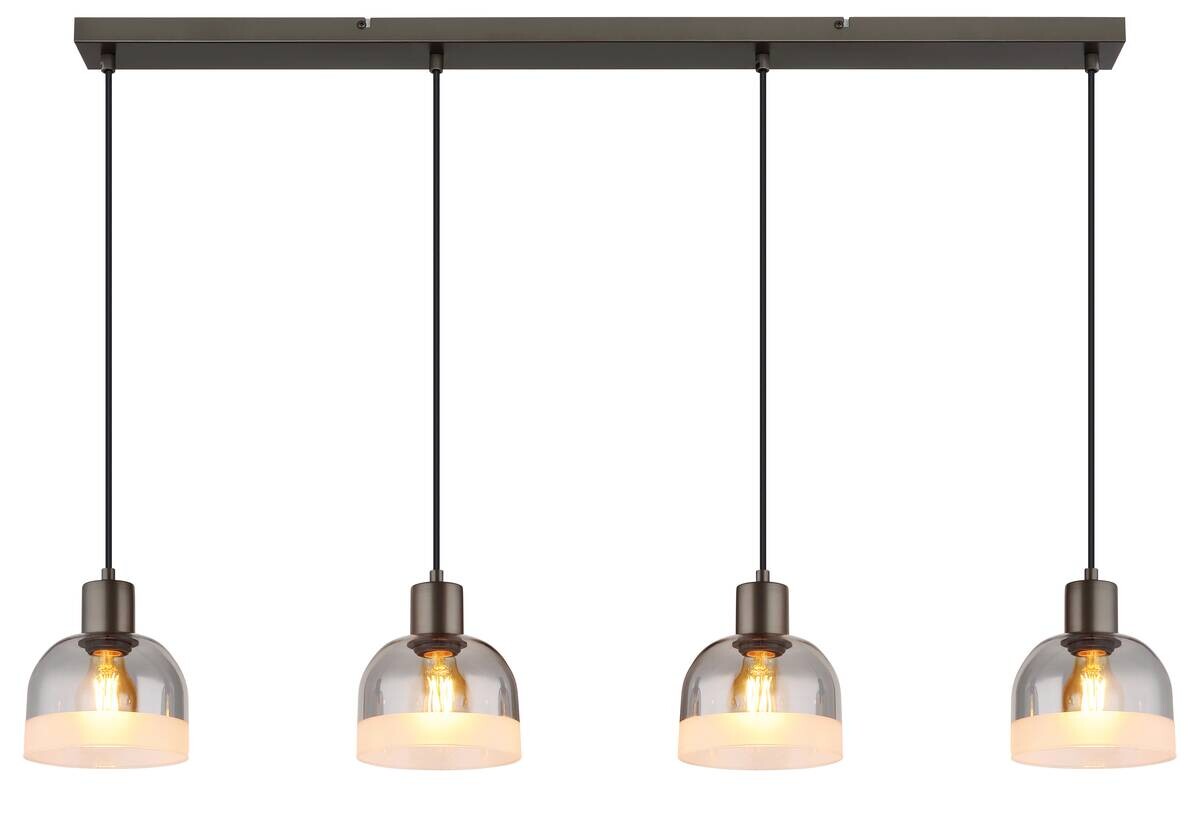 GLOBO Pendelleuchte Rauch schwarz Metall Glas B/H/L: ca. 15x120x105 cm E27 4 Brennstellen