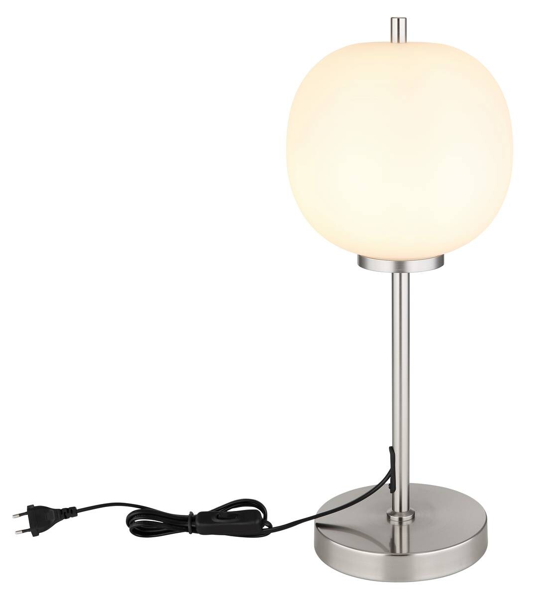 GLOBO Tischleuchte nickel Glas Metall H/D: ca. 45x18,5 cm 1 Brennstellen