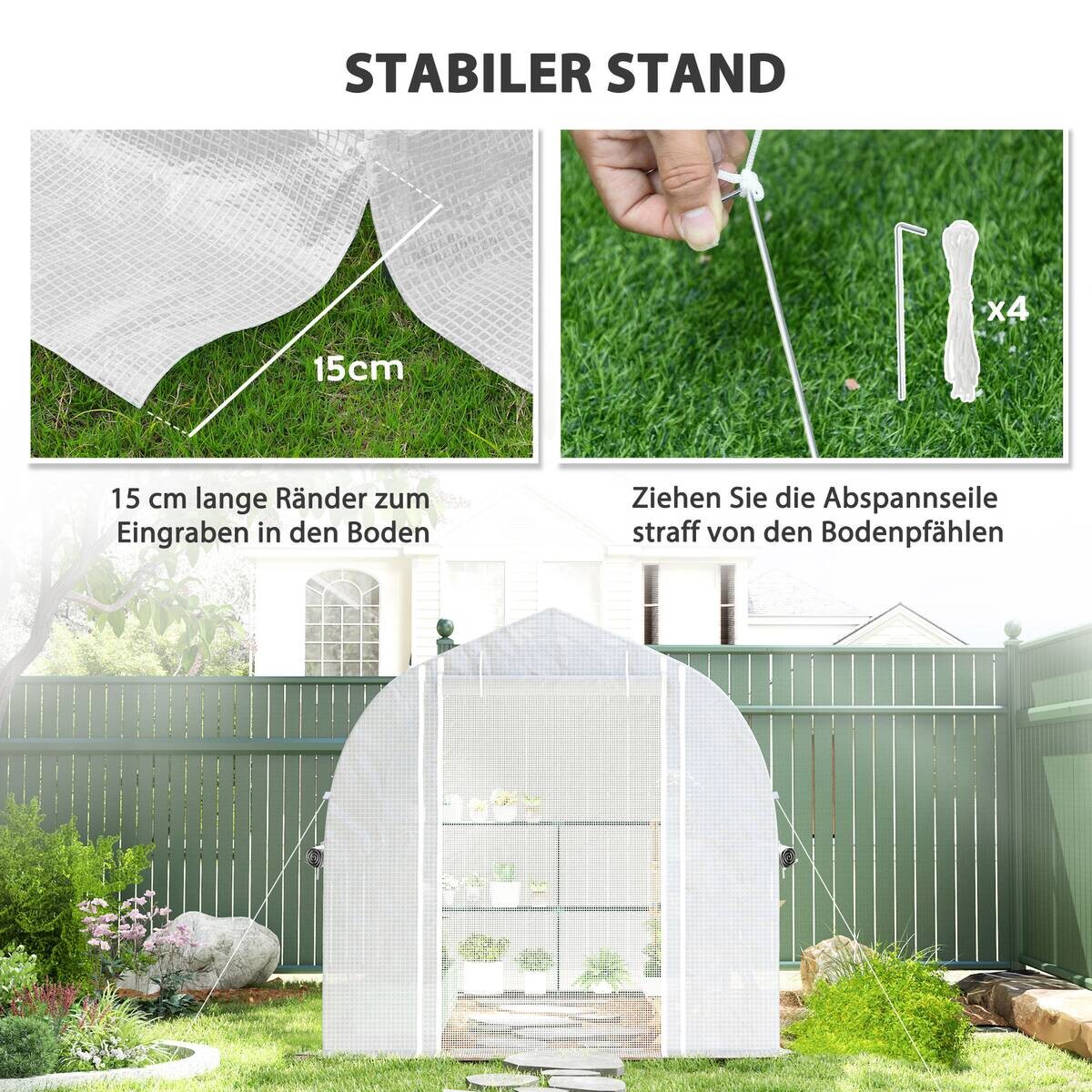 Outsunny Gewächshaus B/H/L: ca. 200x200x300 cm