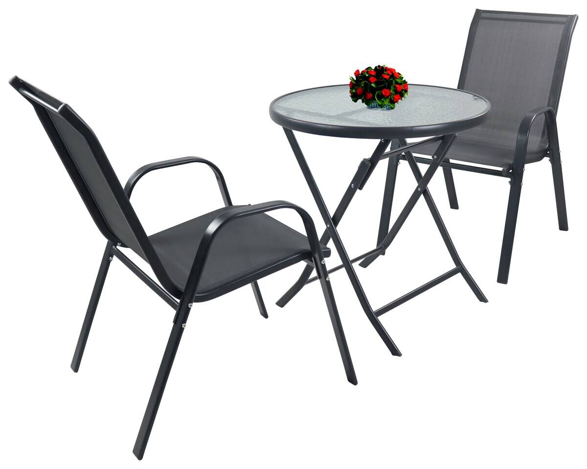 VCM Gartensitzgruppe Sonlas anthrazit Glas B/H/L: ca. 70x89x70 cm