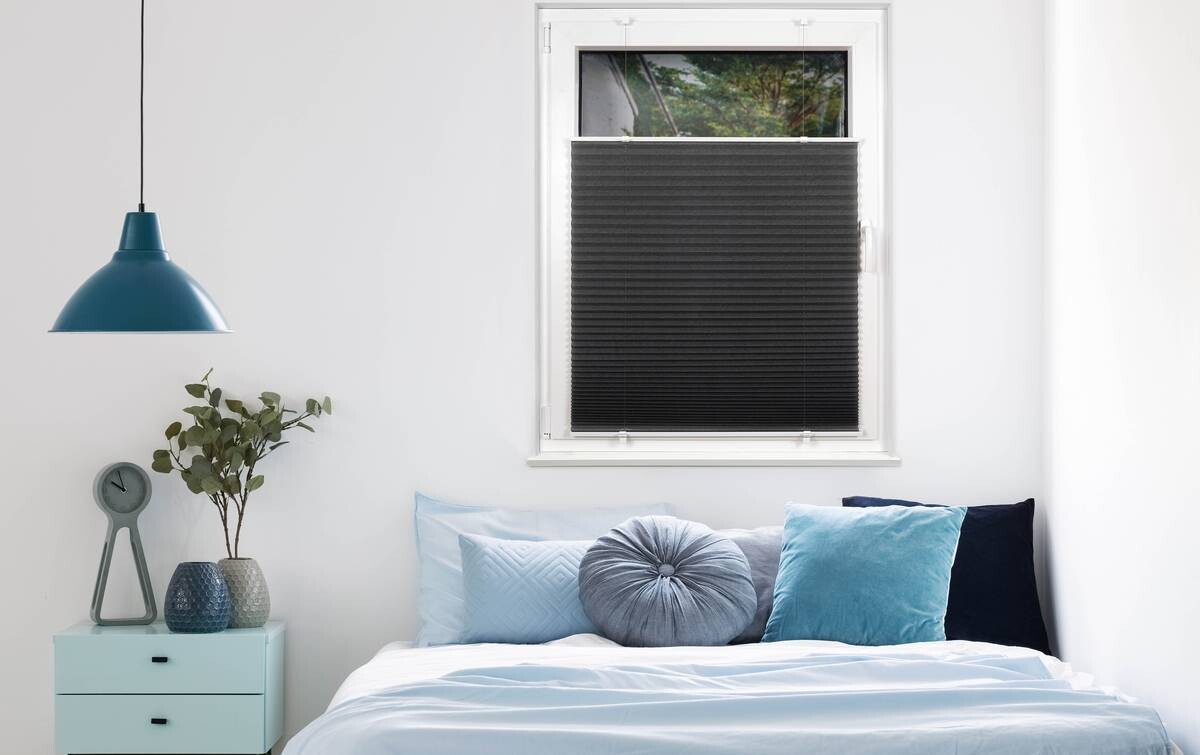 Klemmplissee hellgrau B/L: ca. 80x130 cm