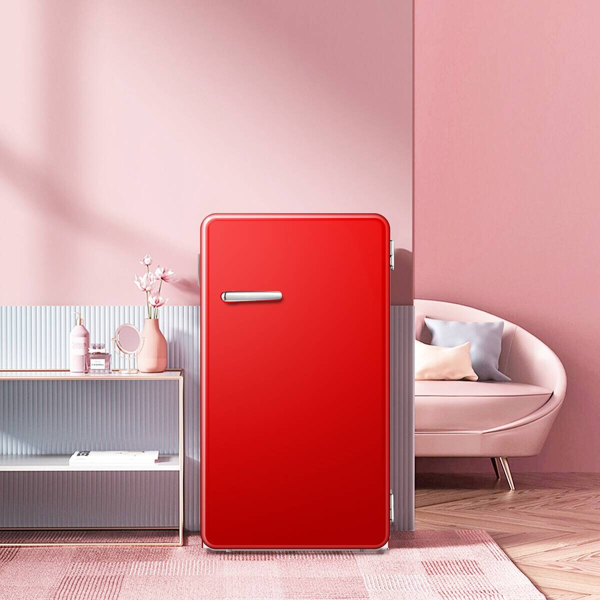 POCOline Retro Kühlschrank KS84-93ESG rot B/H/T: ca. 49x84x46 cm