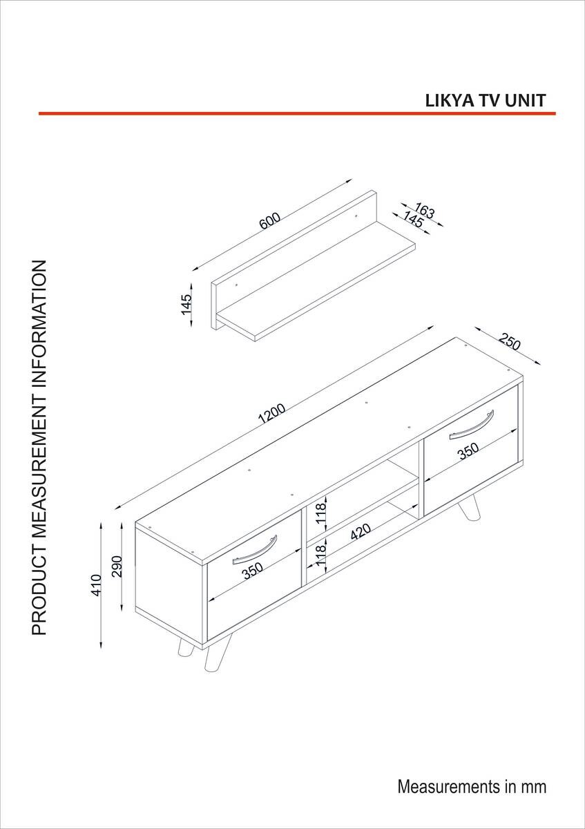 Wohnwand Likya weiß walnuss Nachbildung B/H/T: ca. 120x41x25 cm