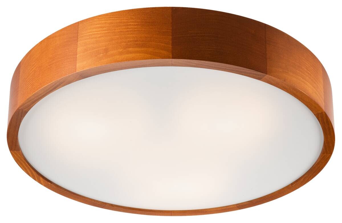 Lamkur Deckenleuchte rustikal Holz Glas B/H/L: ca. 48,5x12x48,5 cm 3 Brennstellen