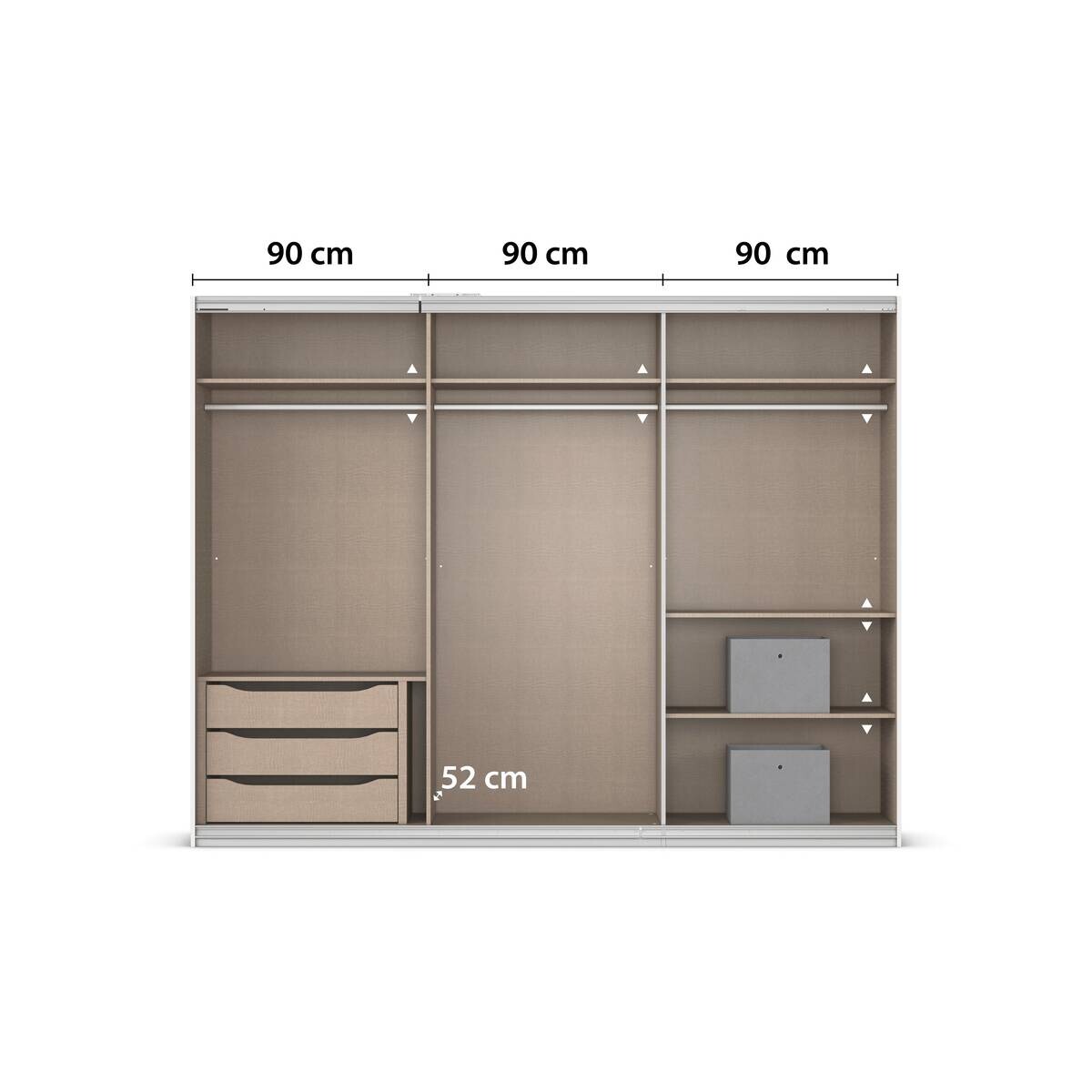 Kleiderschrank Kulmbach grau B/H/T: ca. 271x210x62 cm