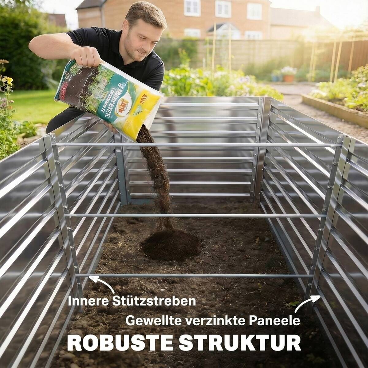 Outsunny Hochbeet silber B/H/T/L: ca. 90x60x90x180 cm