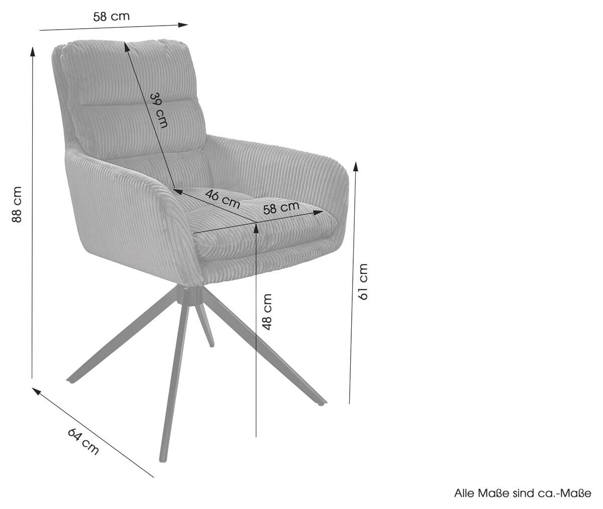 Stuhl PURA 2er-Set. B/H/T: ca. 58x88x64 cm