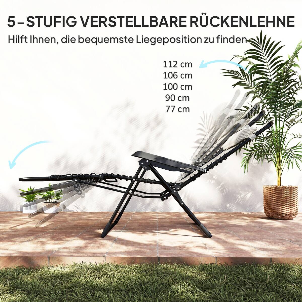 Outsunny Sonnenliege beige Netzstoff B/H/L: ca. 65x112x90 cm