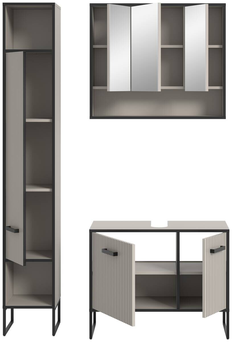 Badezimmer-Set BAGNO schwarz Kaschmirgrau Nachbildung B/H/T: ca. 125x192x36 cm