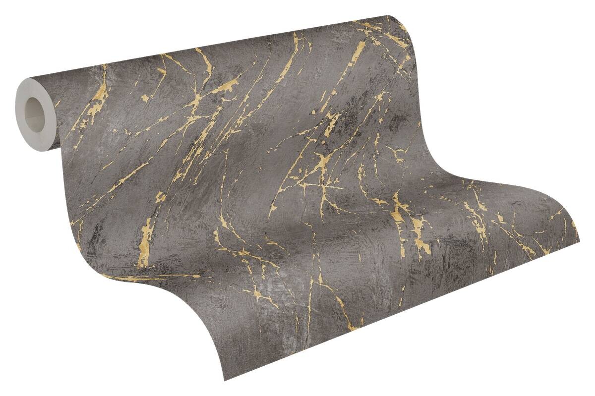A.S.Creation Vliestapete schwarz anthrazit gold B/H/D: ca. 53x1005x8,2 cm