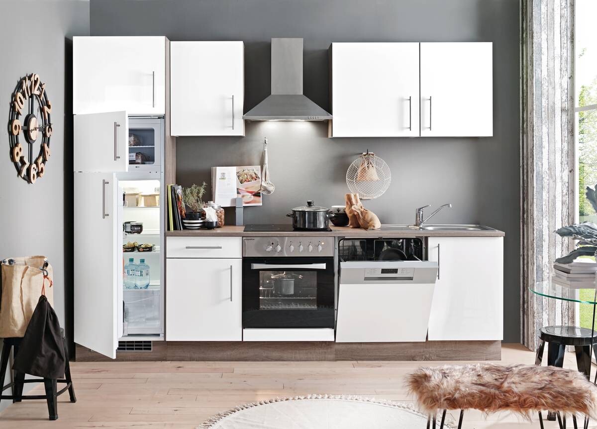 Küchenblock Judith weiß Lack Hochglanz B/H/T: ca. 280x212x60 cm