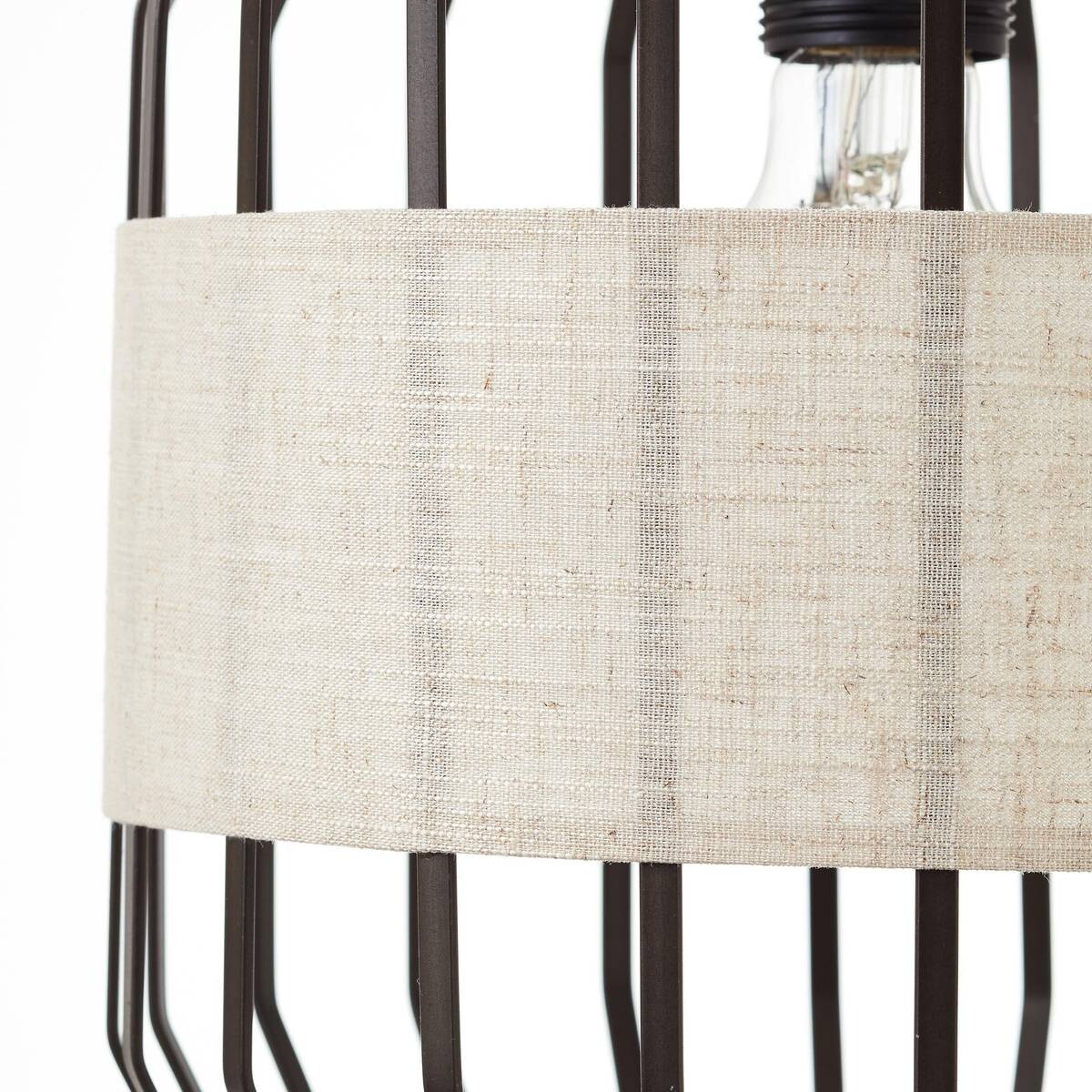 Brilliant Pendelleuchte Slope 99480/76 schwarz natur Metall Textil B/H/T: ca. 129x124x23 cm E27 4 Brennstellen