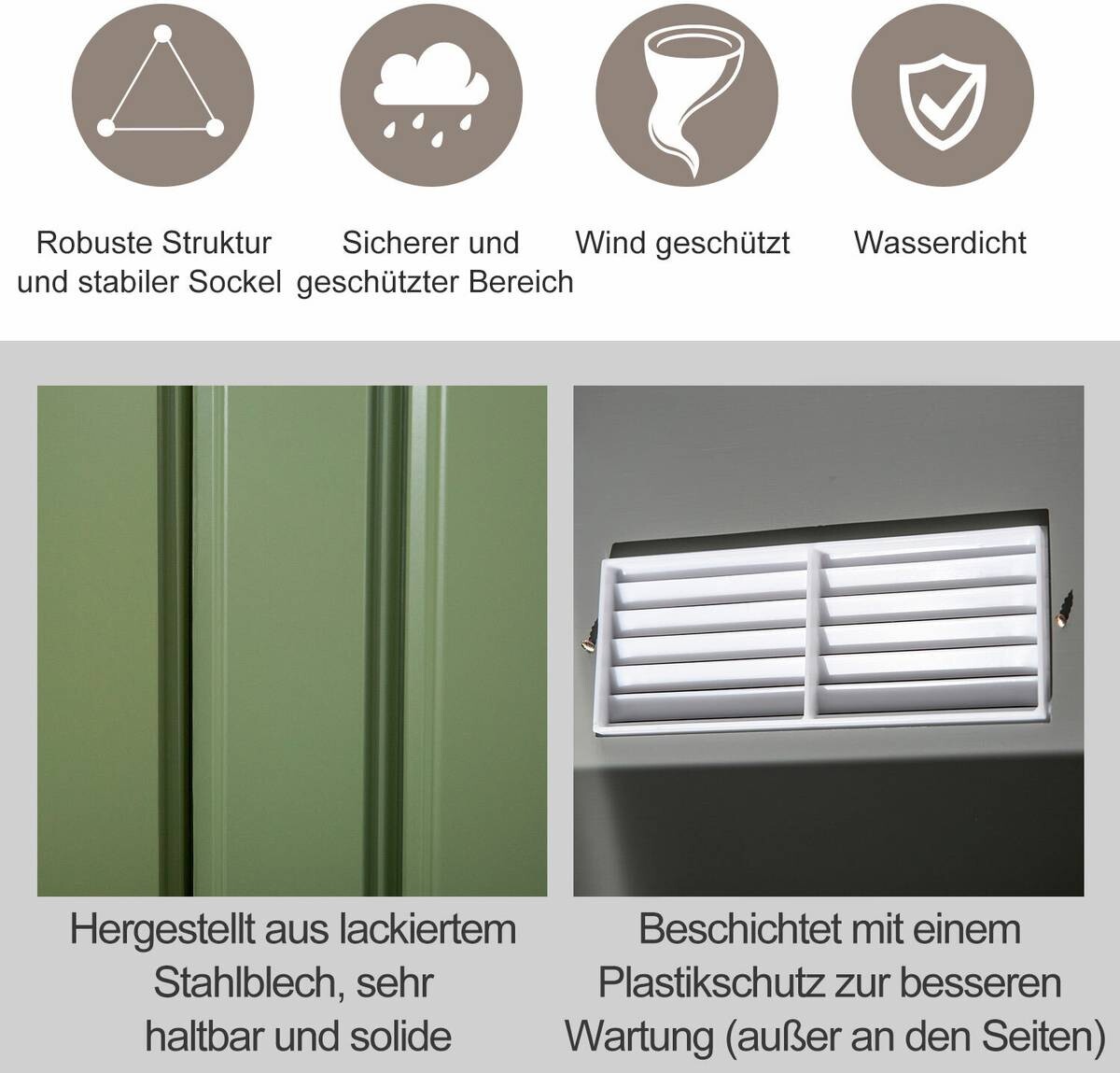 Outsunny Gartenschuppen grau Metall B/H/L: ca. 191x192x277 cm