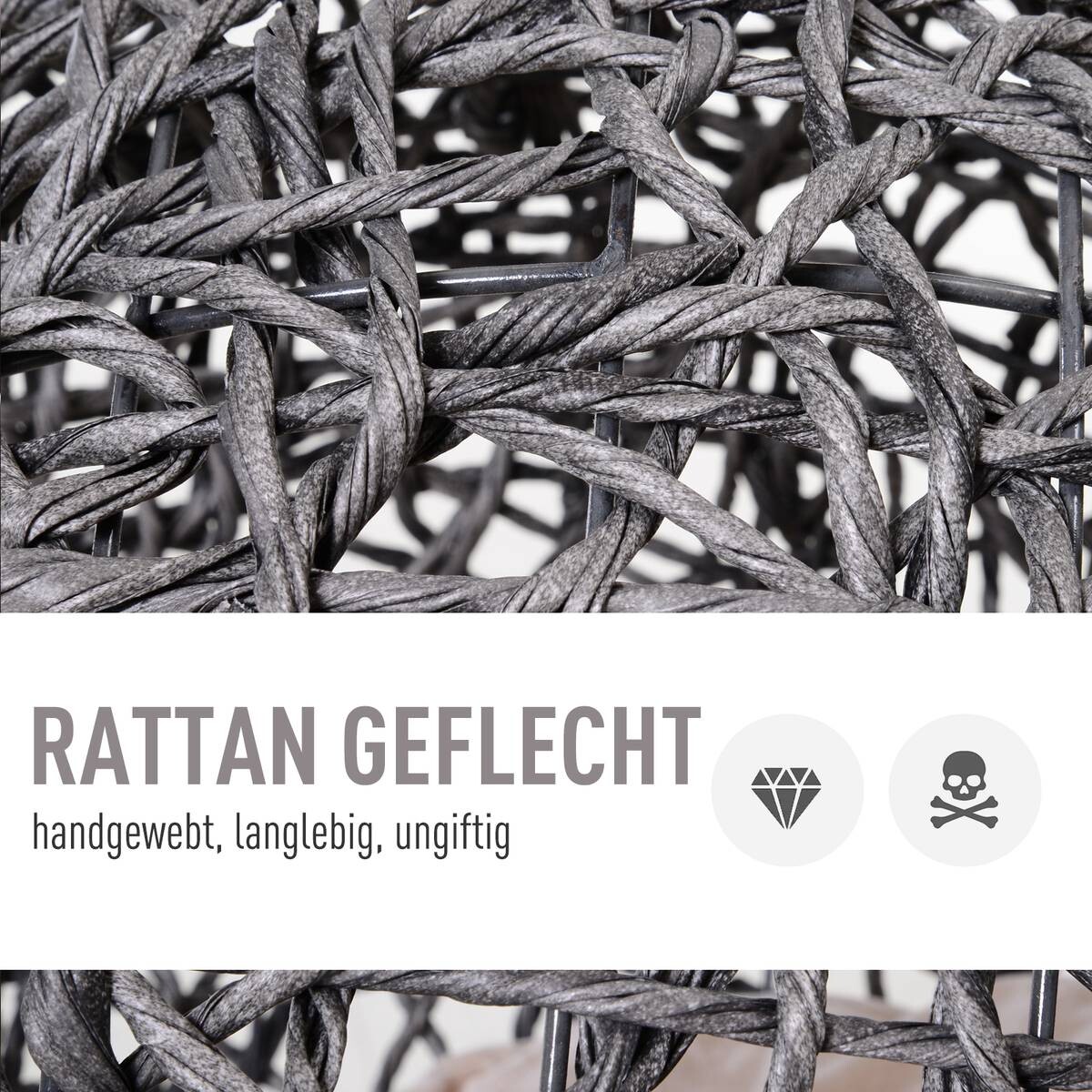 PawHut Katzenkorb Silbergrau Rattan B/H/L: ca. 52x58x52 cm
