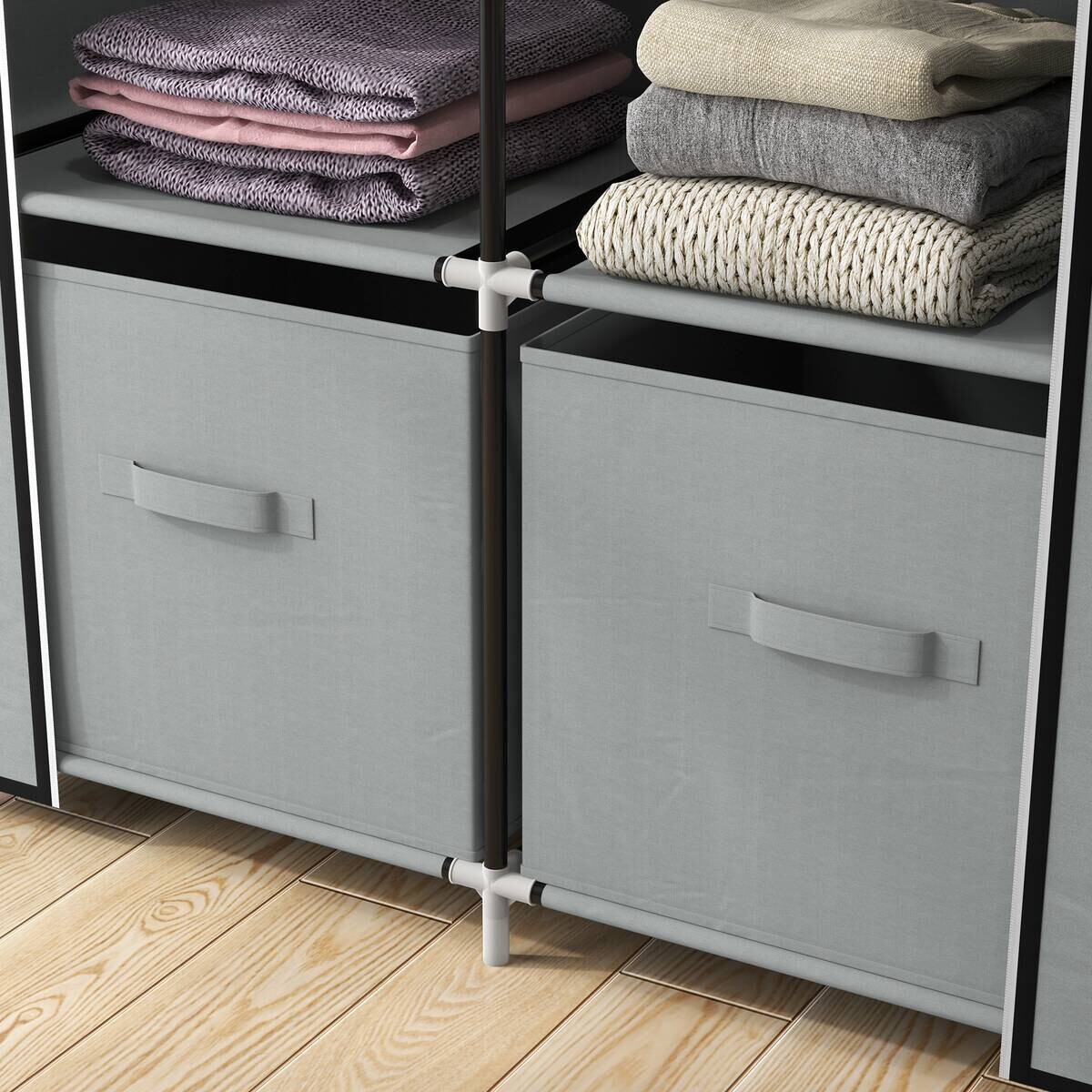 HOMCOM Kleiderschrank hellgrau Polypropylen B/H/L: ca. 42,5x83x162,5 cm