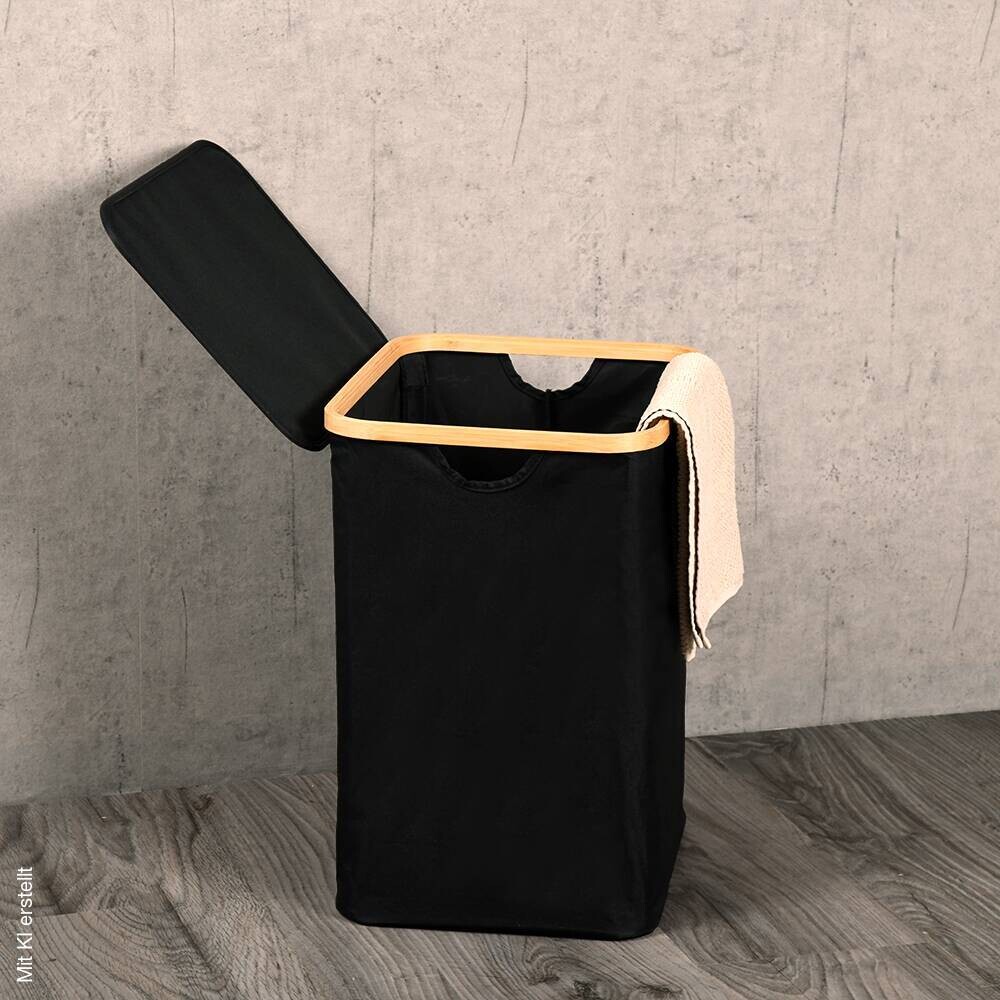 Kesper Wäschesammler schwarz Bambus B/H/L: ca. 35x5x43,5 cm