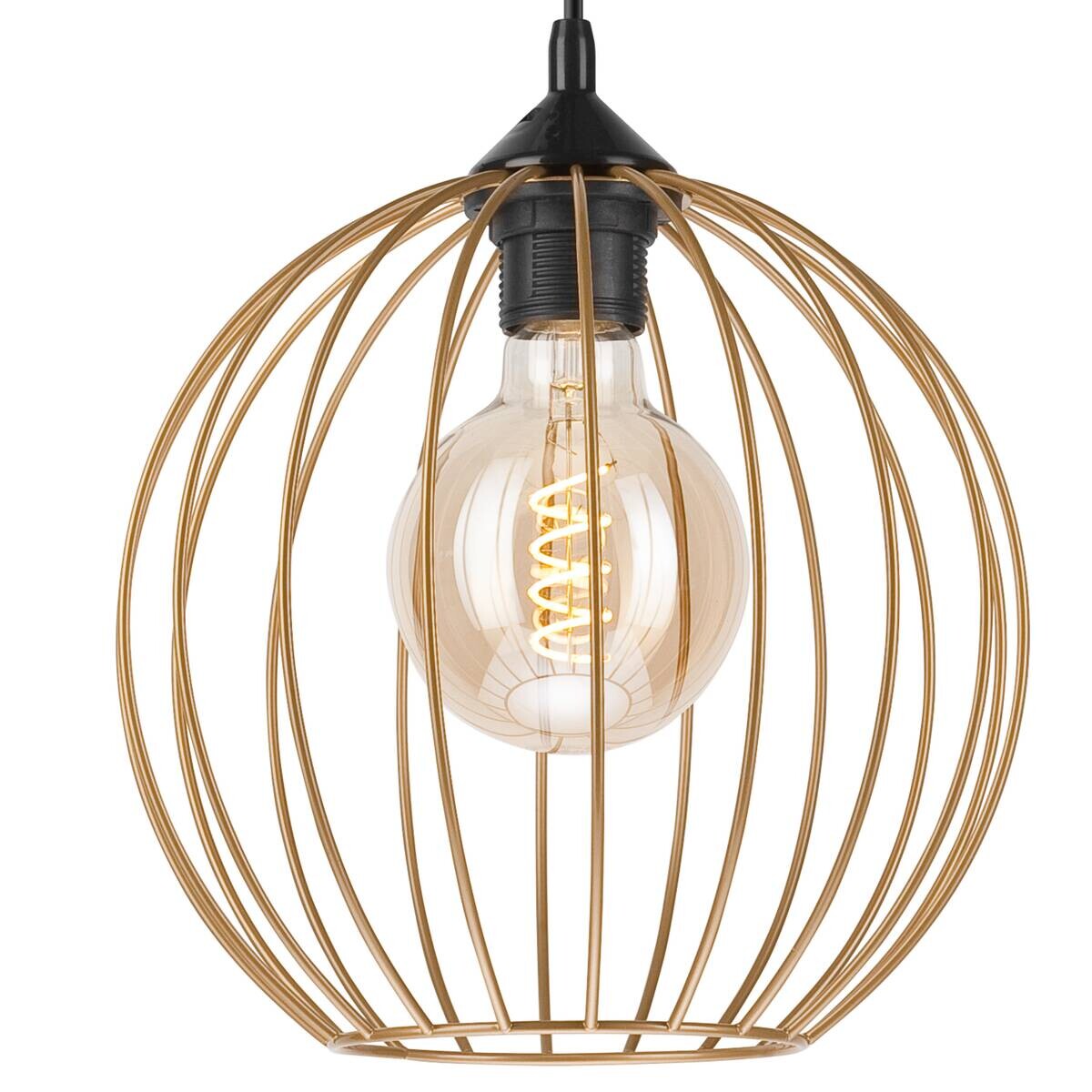 Lamkur Pendelleuchte ZOYA 45153 sand gold Stahl H/L: ca. 86x24 cm E27 1 Brennstellen