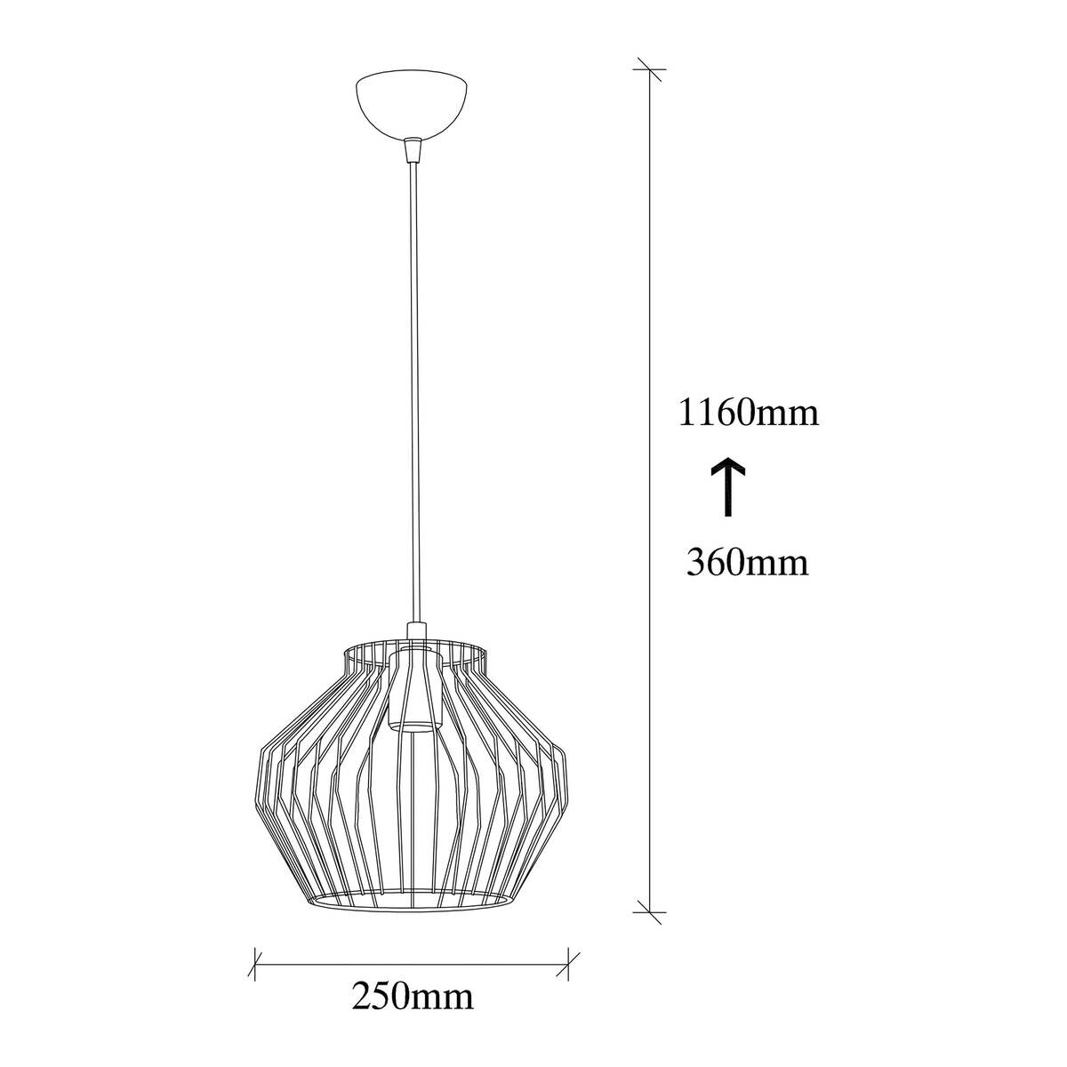 Opviq Pendelleuchte schwarz B/H/T: ca. 25x116x25 cm E27 1 Brennstellen