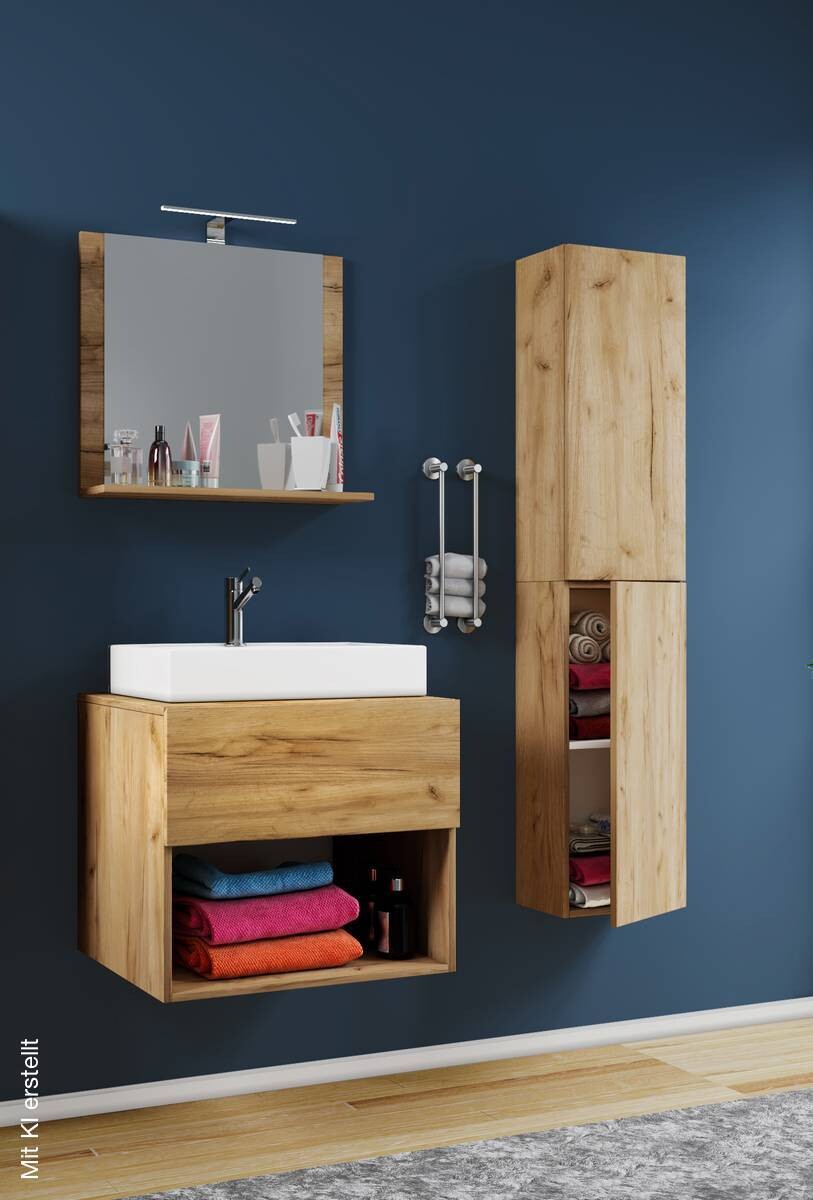 Waschplatz 4tlg-Lendas Eiche Honig Nachbildung weiß B/H/T: ca. 60x52x52 cm