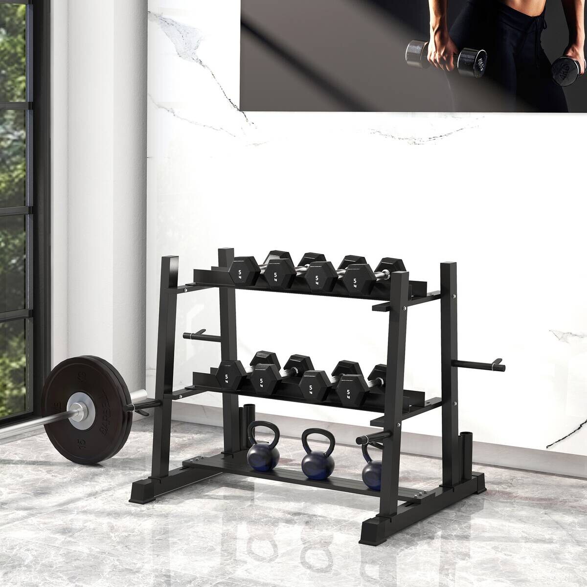 SPORTNOW Hantelständer schwarz Polypropylen B/H/L: ca. 75x131x80 cm