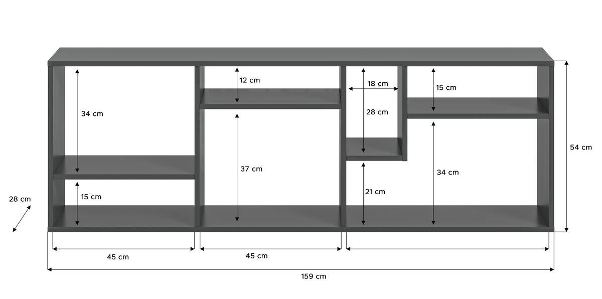 Regal Tommy grau B/H/T: ca. 159x54x28 cm