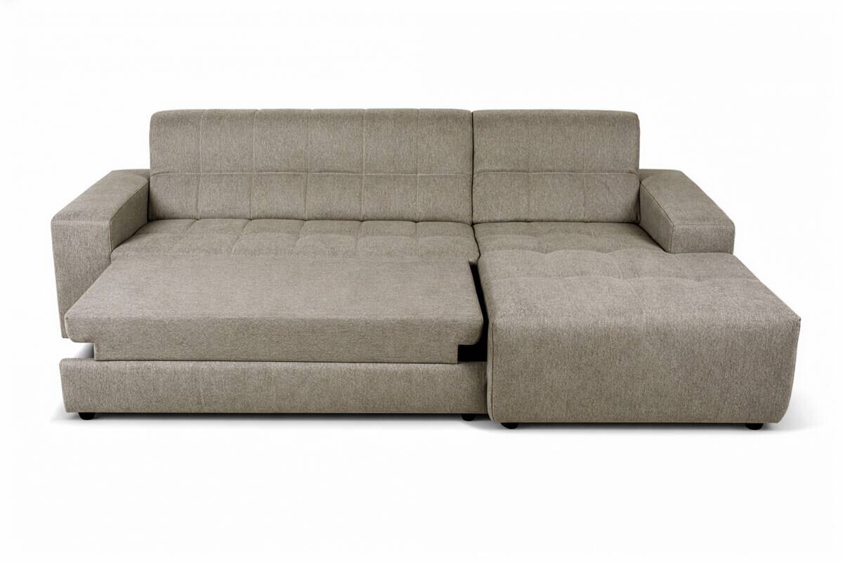 Ecksofa mit Bettfunktion graubraun Flachgewebe B/H/T: ca. 267x93x163 cm