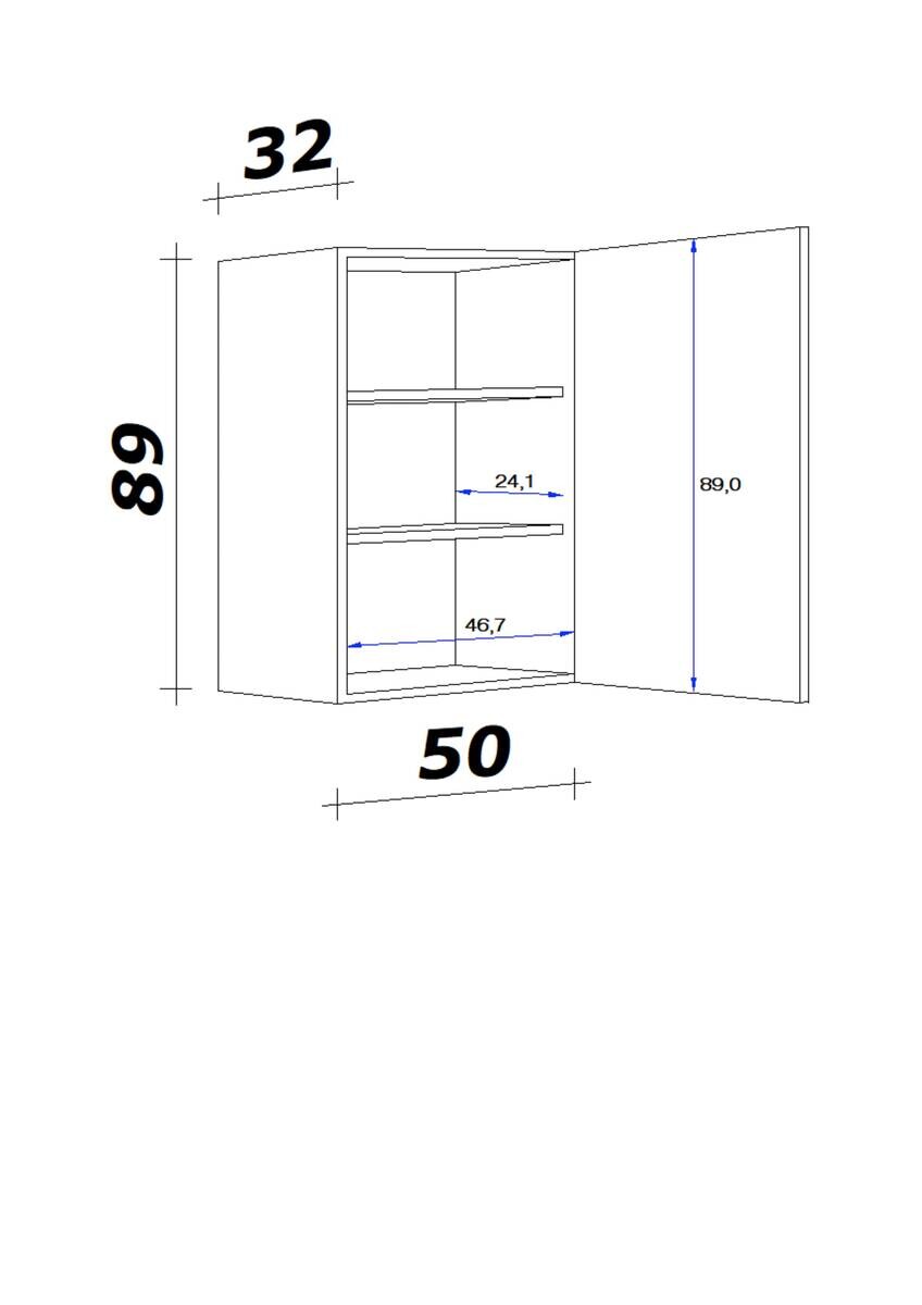 Hängeschrank Capri schwarz matt B/H/T: ca. 50x89x32 cm