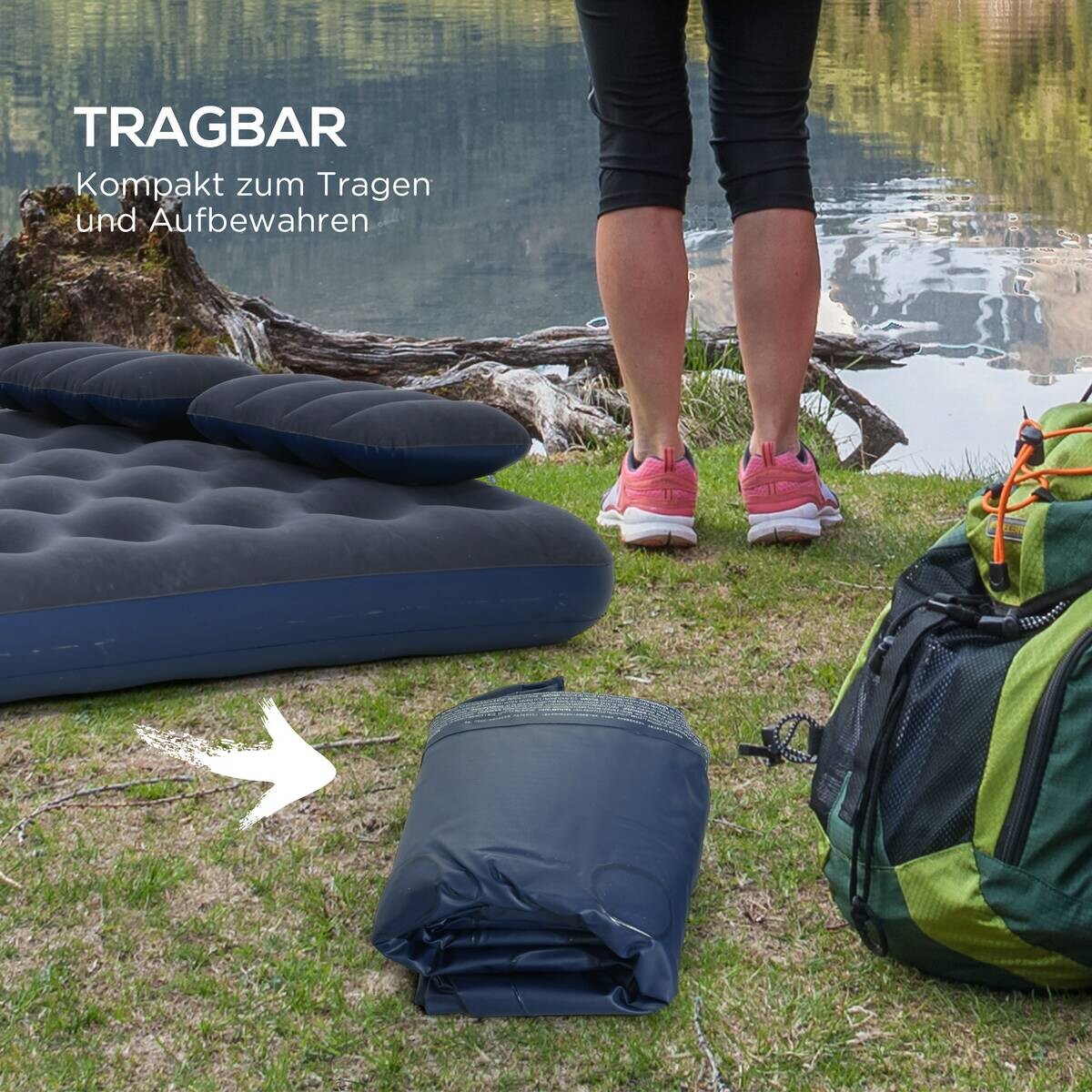 Outsunny Luftmatratze blau Kunststoff B/H/L: ca. 152x22x203 cm