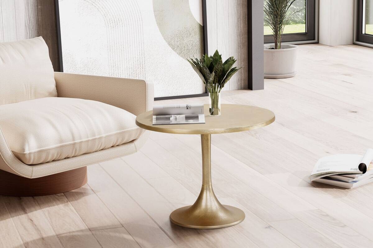 Wohnling Couchtisch gold Metall H/T: ca. 47x60 cm