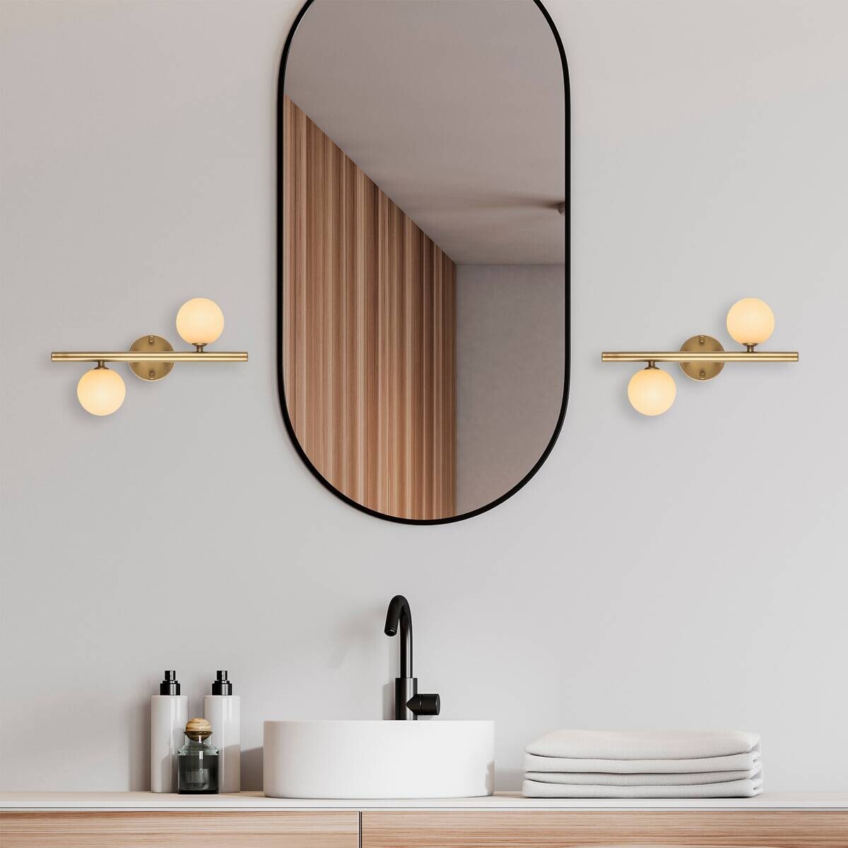 Opviq Wandleuchte Domino gold Glas Metall B/H/T/L/D: ca. 12x26x12x40x10 cm G9 2 Brennstellen