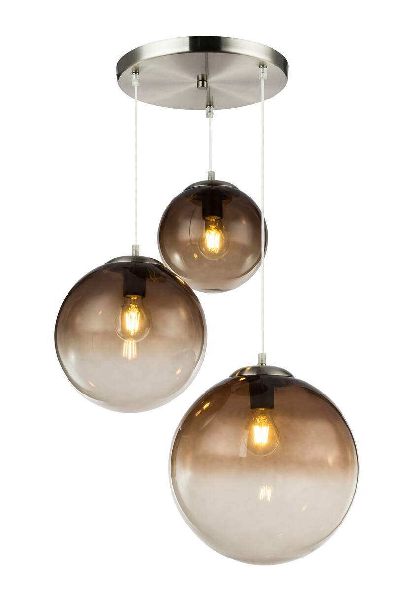 GLOBO Pendelleuchte Varus Chrom Rauchglas H/D: ca. 120x51 cm E27 3 Brennstellen