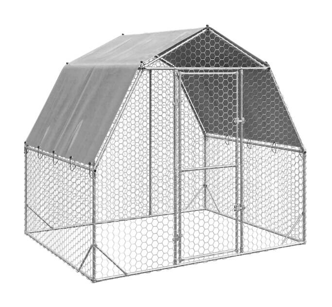 vidaXL Hühnerstall silber Stahl H/L: ca. 225x250 cm