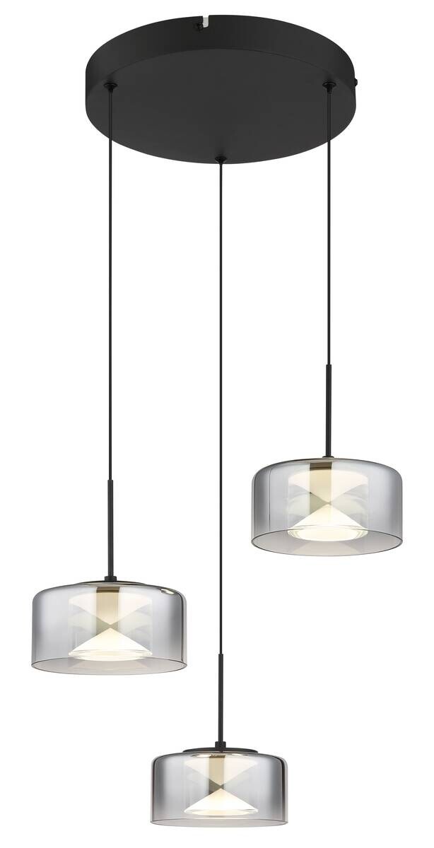 GLOBO Pendelleuchte Belinda schwarz Rauch Metall Glas H/D: ca. 41,5x40 cm 1.0 Brennstellen