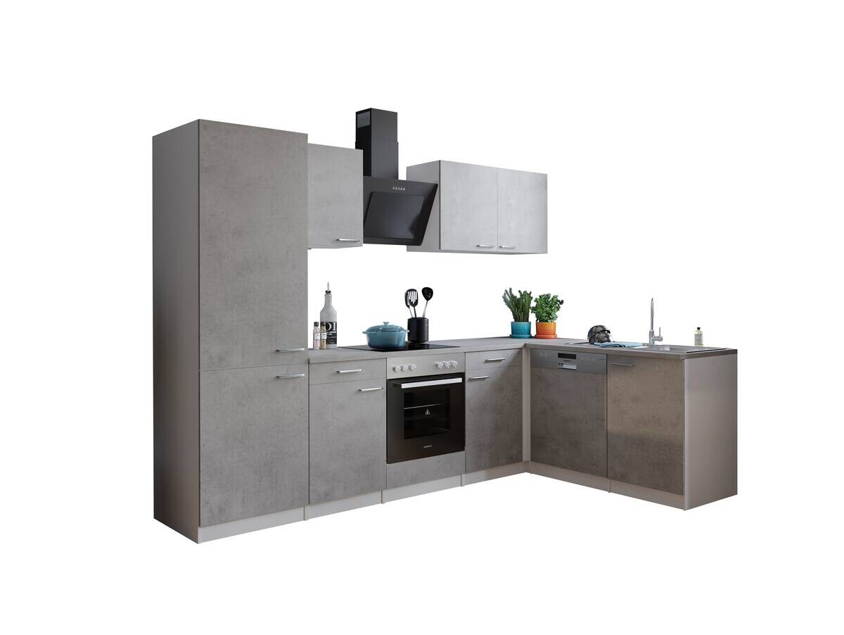 Respekta Winkelküche Malia Beton Optik B/H/T: ca. 280x200x172 cm