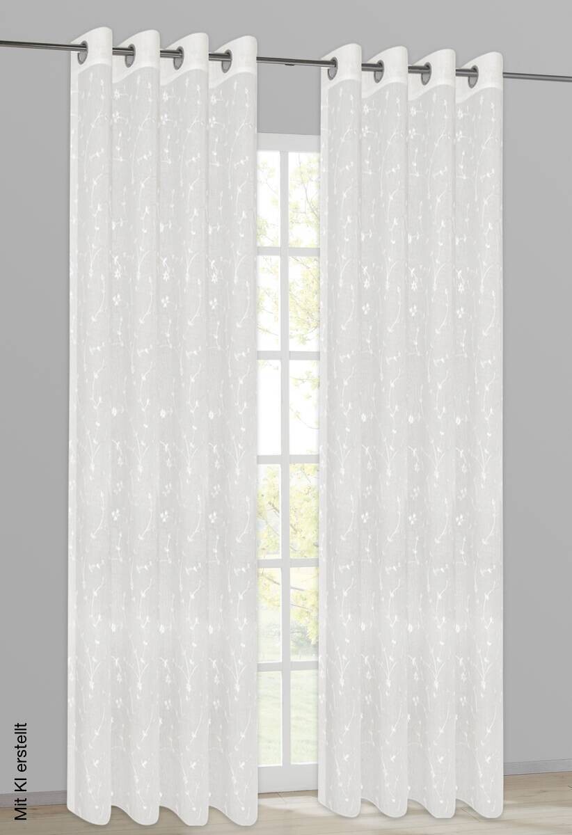 Happy Home Ösenvorhang Blümchen weiß B/L: ca. 140x245 cm
